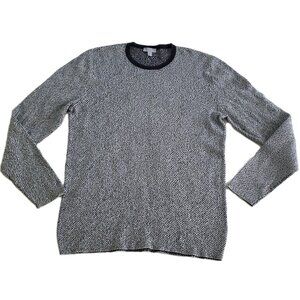 COS Cotton Sweater Men L Black White LS Crewneck Grunge Preppy Casual Edgy Boho
